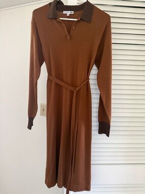 Uniqlo/JW Anderson, Two-Tone Brown Long-Sleeve Polo Knit Dress